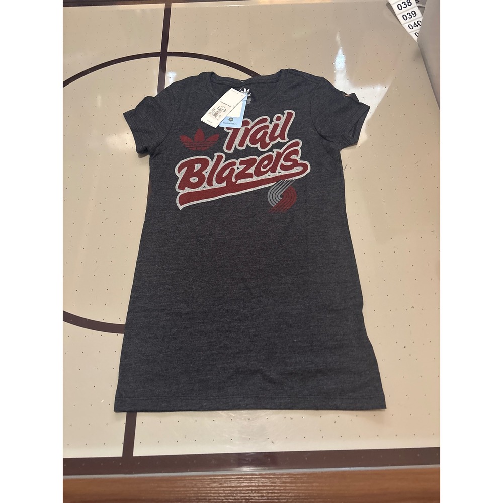 1313 Adidas Originals Portland Trail Blazers NBA T-Shirt Black Heather Small